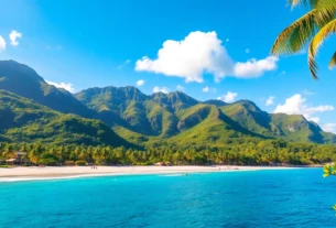 Beautiful best Indonesian island scenery with beaches and mountains, inviting travelers to explore nature.