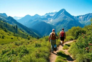 Hiking enthusiasts trekking scenic trails in lush Bali, Indonesia, enjoying nature and fresh air.