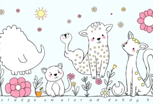 Coloring Pages Printables featuring delightful animal illustrations and intricate patterns for kids and adults to color and enjoy.