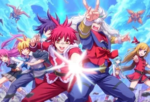 AI hentai generator showcasing detailed anime characters in a dynamic fantasy scene for realistic art creation.