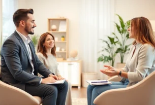 Courteous therapist guides couples through Terapia par Lublin to improve communication and rebuild trust.