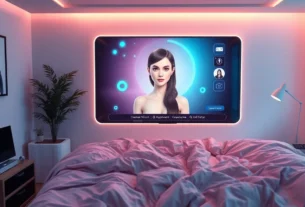 AI girlfriend engaging in a realistic, unfiltered NSFW chat via sleek digital interface, highlighting emotional and spicy interactions.