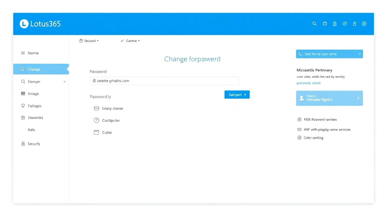 Secure Lotus365 Blue account login page with change password feature, emphasizing security and user convenience for account management.