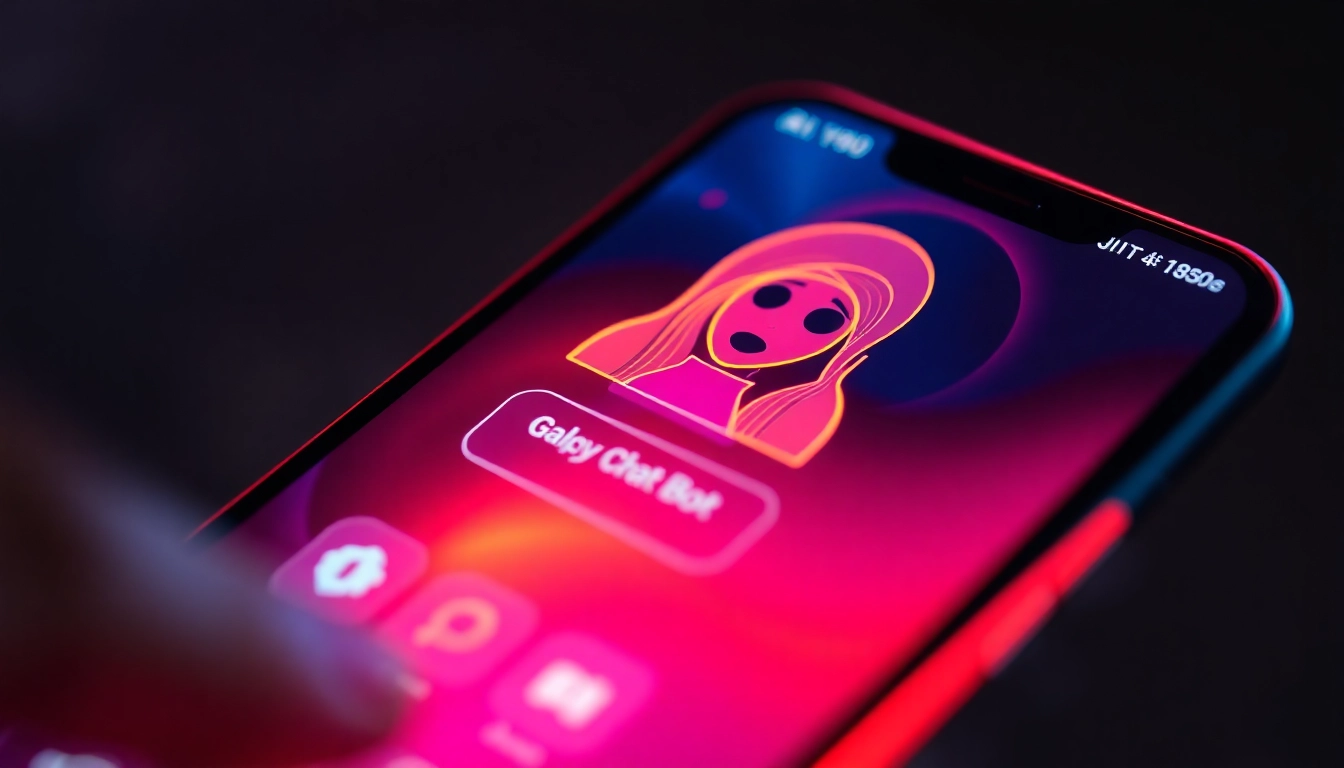 AI girlfriend app interface on smartphone showing realistic virtual partner in a styled, inviting environment for engaging NSFW chats.