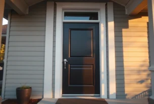 Upgrade your entry: front door replacement in progress on a stylish Indianapolis home.