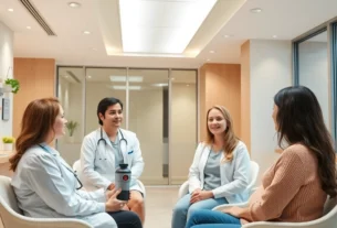 Donazione ovociti Italia concept with caring medical staff providing fertility treatment guidance