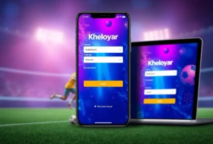 Professional sports betting platform with prominent Kheloyar login screen showcasing secure